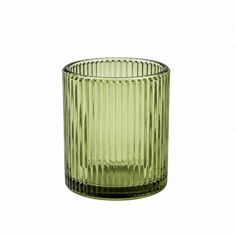 Sage Green Ribbed Glass Votive