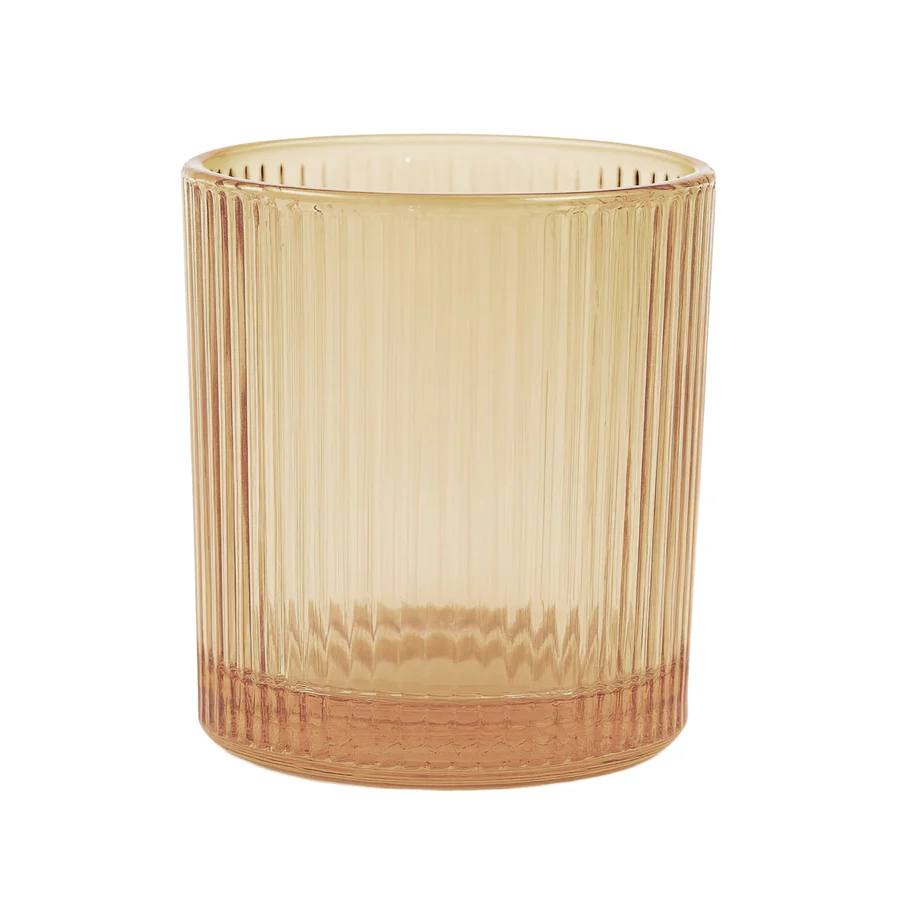 Amber Gold Ribbed Glass Votive